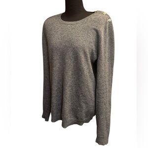 CASHMERE CHRISTOPHER FISCHER Knit Luxury Sweater Gray Size Lg Cozy Crew Neck EUC